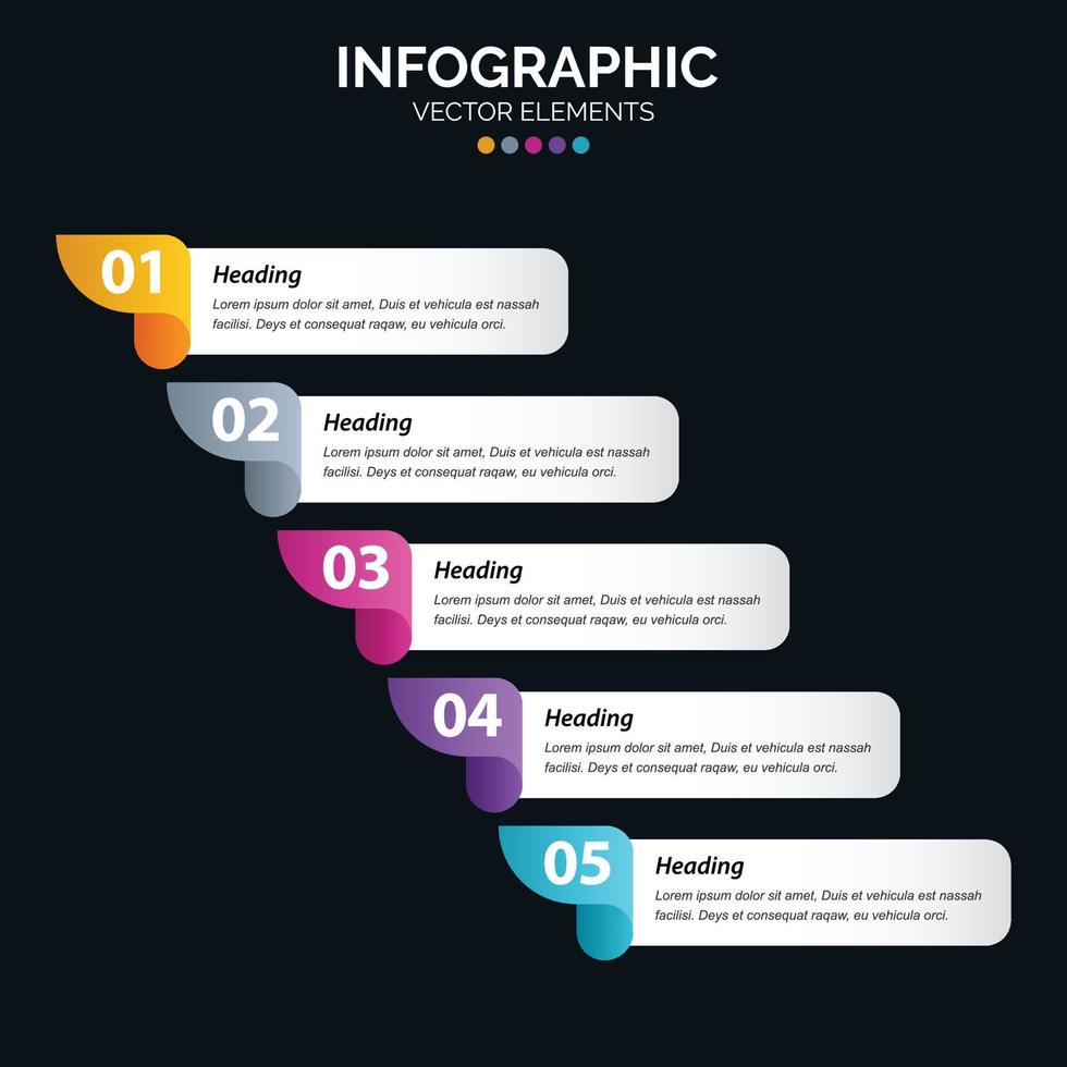 5 Steps Infographics design vector and marketing can be used for workflow layout