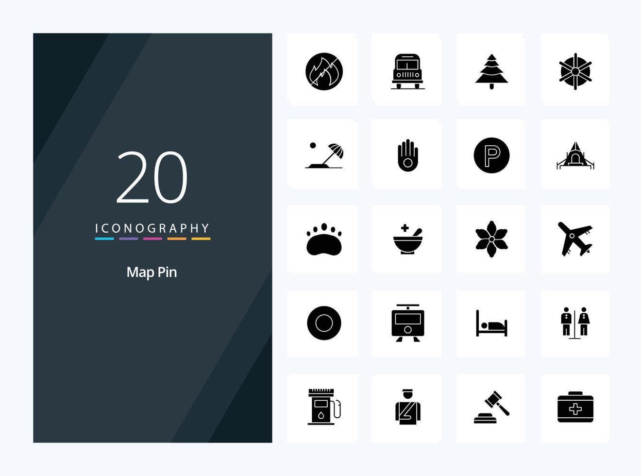 20 Map Pin Solid Glyph icon for presentation vector