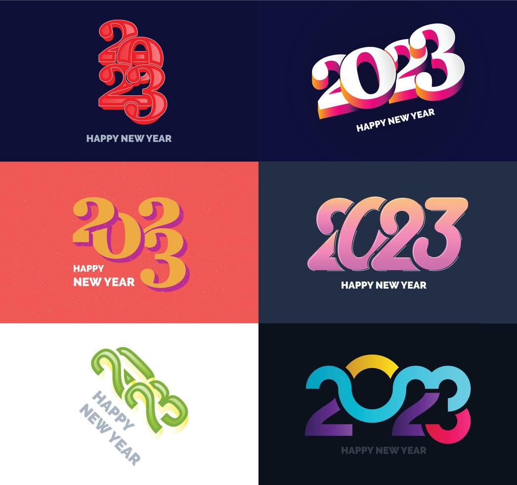 Big Set of 2023 Happy New Year logo text design 2023 number design template vector