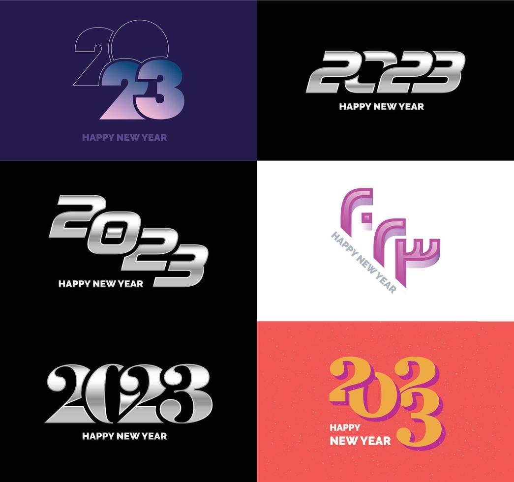 gran conjunto de 2023 feliz año nuevo diseño de texto de logotipo plantilla de diseño de número 2023 vector