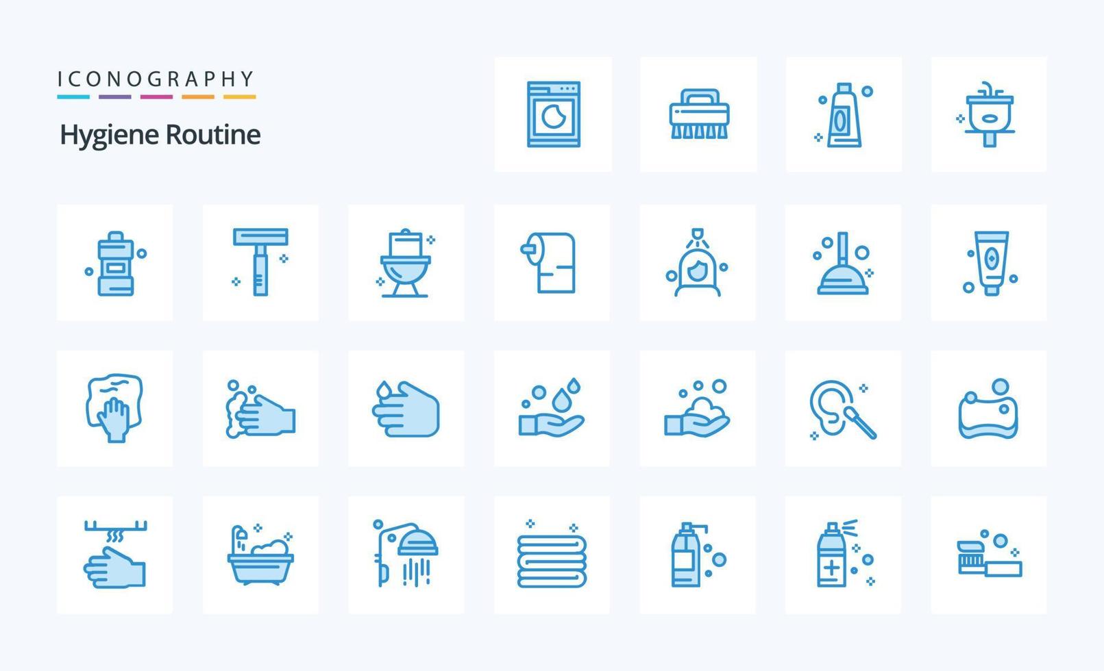 25 Hygiene Routine Blue icon pack vector