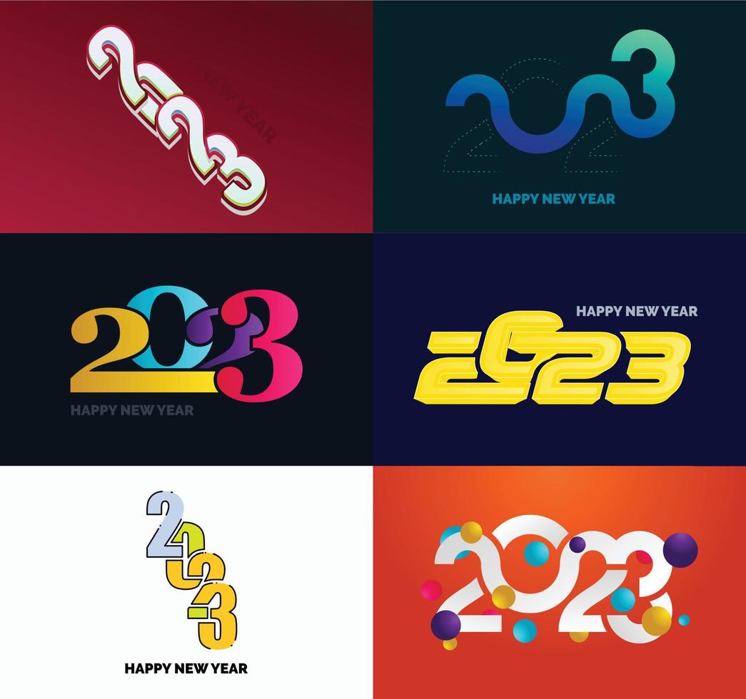 gran conjunto de 2023 feliz año nuevo diseño de texto de logotipo plantilla de diseño de número 2023 vector