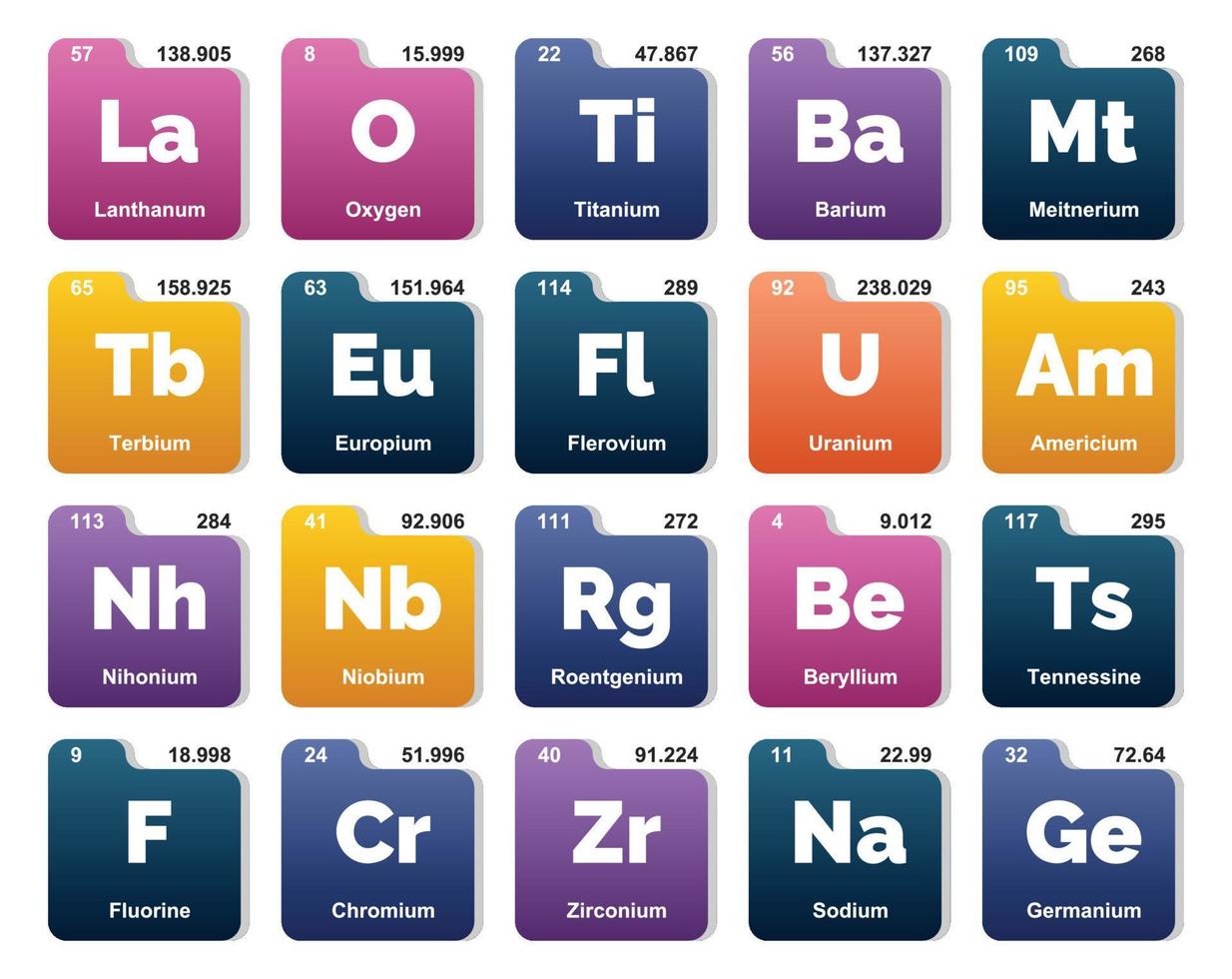 20 Preiodic table of the elements Icon Pack Design vector