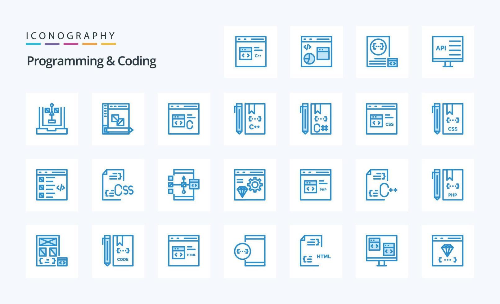25 Programming And Coding Blue icon pack vector