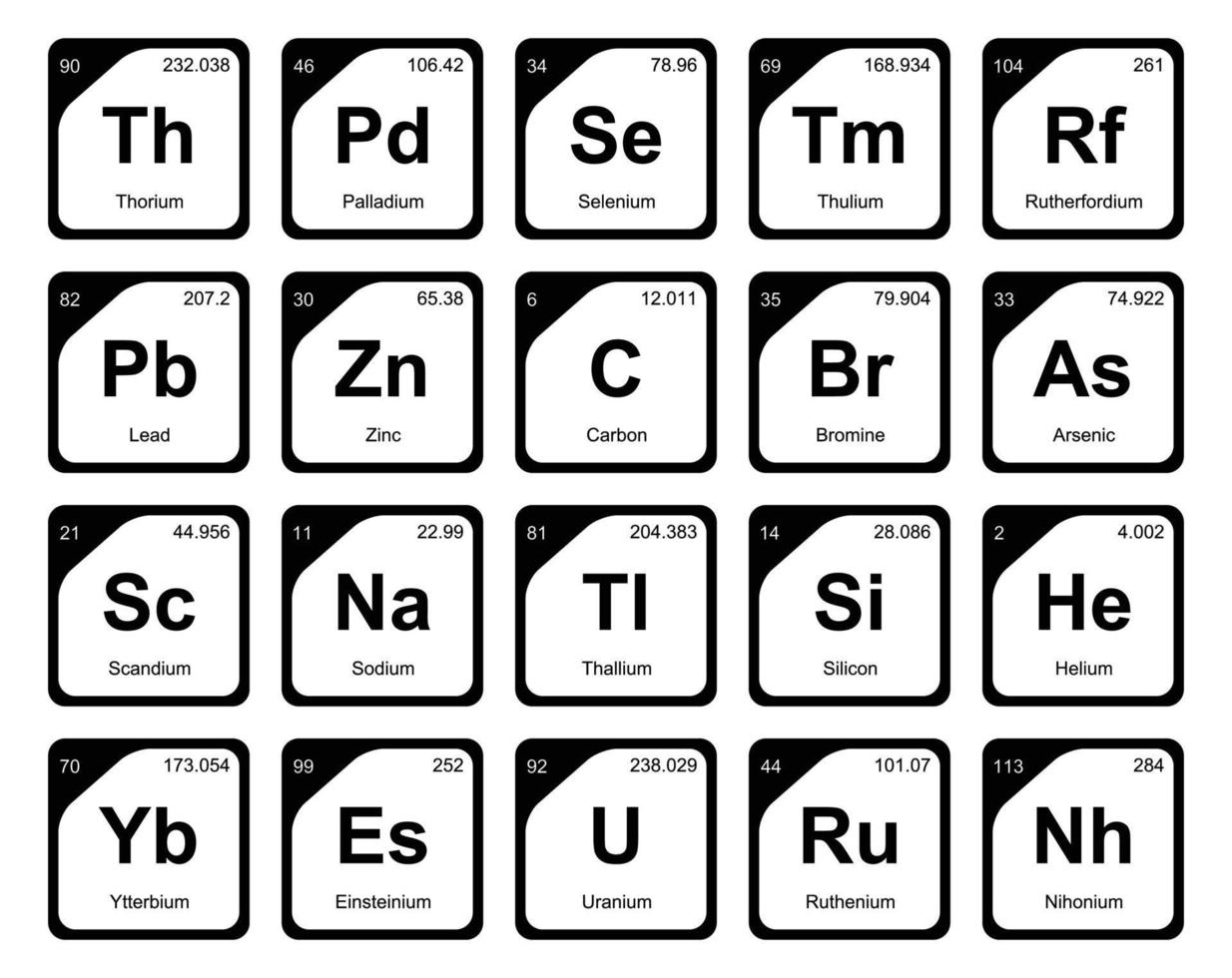 20 Preiodic table of the elements Icon Pack Design vector