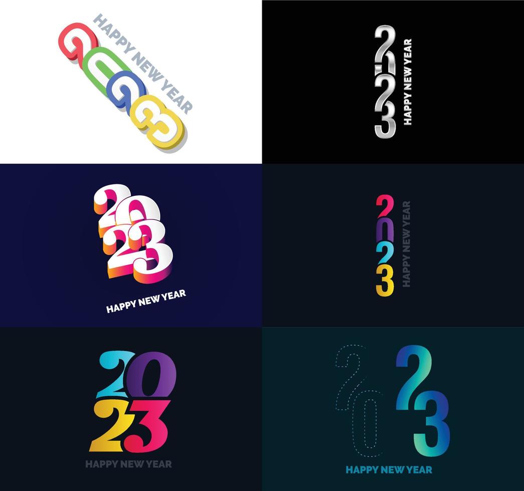 Big Set of 2023 Happy New Year logo text design 2023 number design template vector