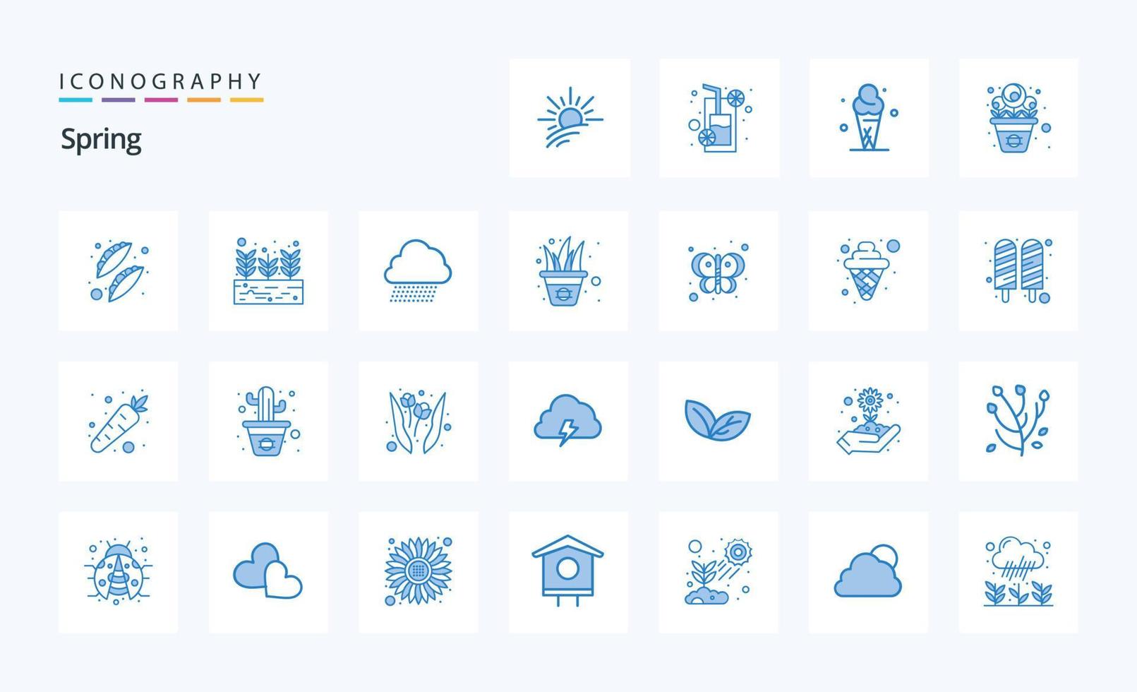 25 Spring Blue icon pack vector