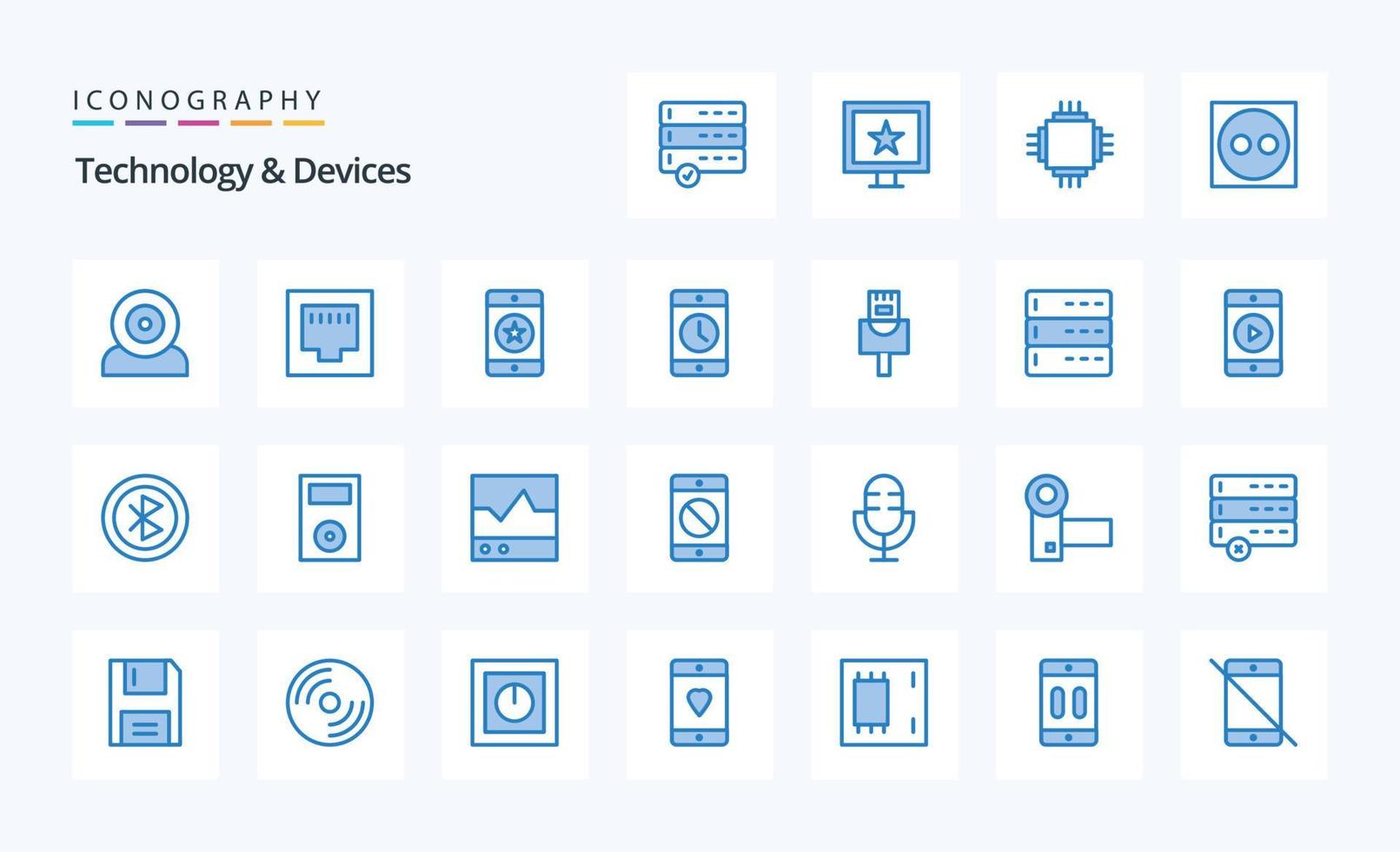 25 Devices Blue icon pack vector