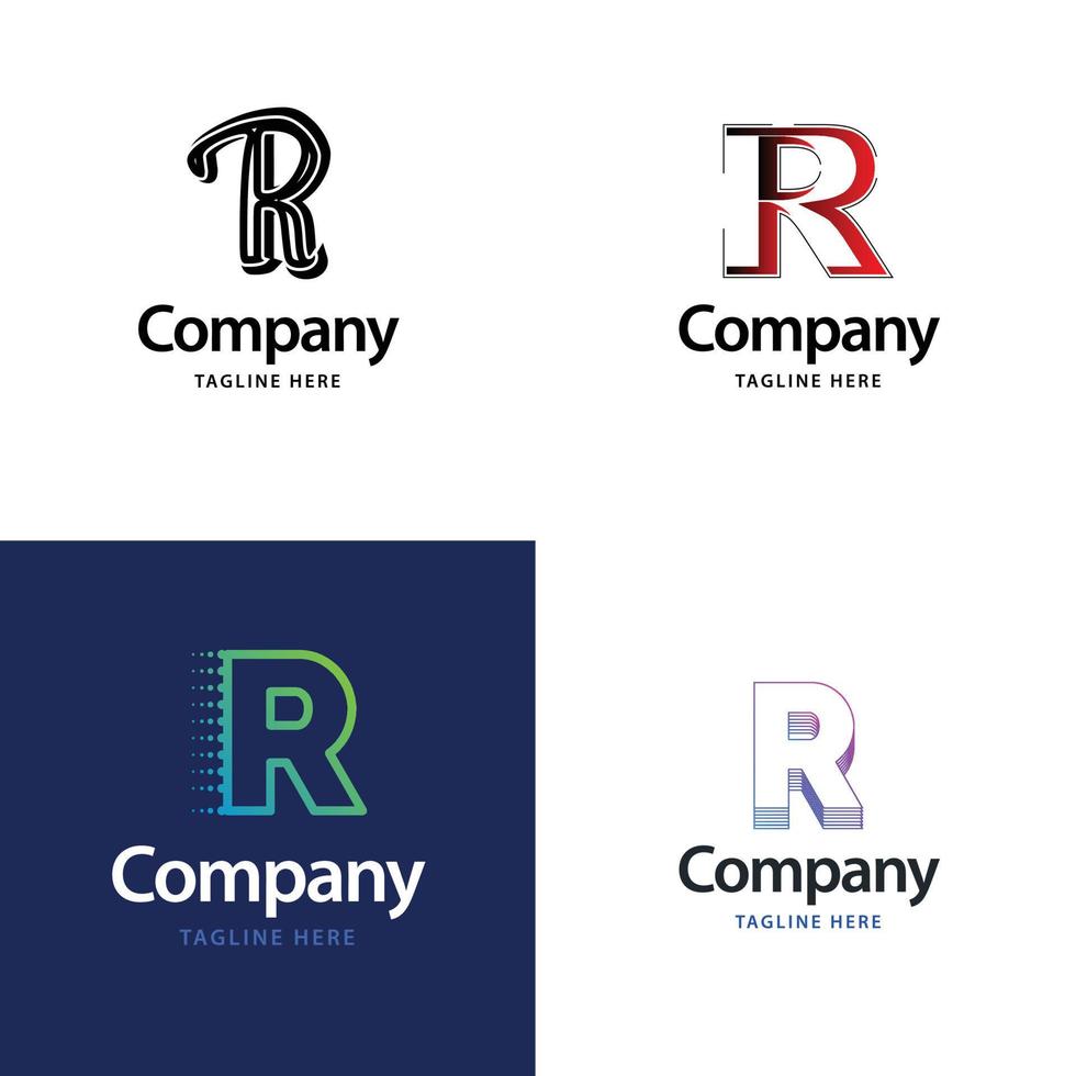 Letter R Big Logo Pack Design Creative Modern logos design for your business vector