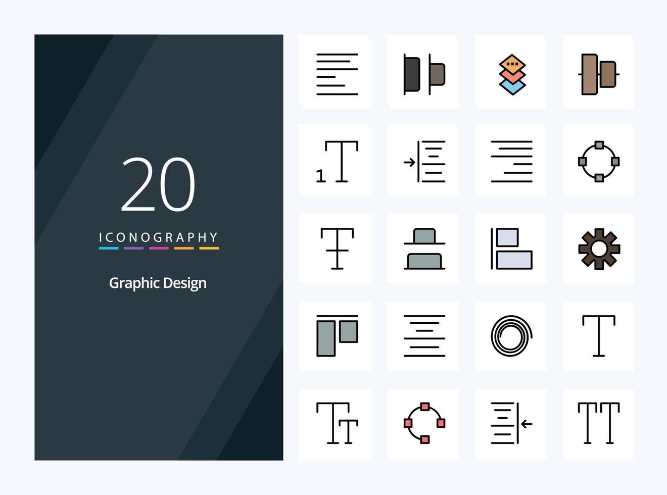 20 Design line Filled icon for presentation vector