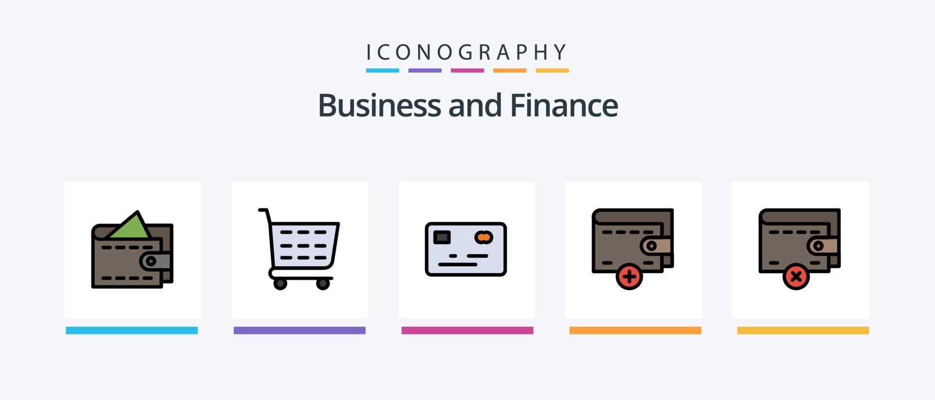 Finance Line Filled 5 Icon Pack Including . wallet. shopping cart. checkout. Creative Icons Design vector