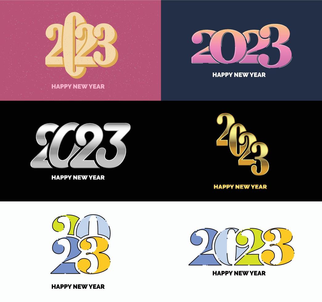 Big Collection of 2023 Happy New Year symbols Cover of business diary for 2023 with wishes vector