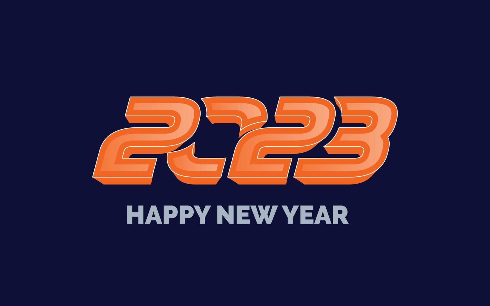 Happy new year 2023 Glossy Typography logo design vector