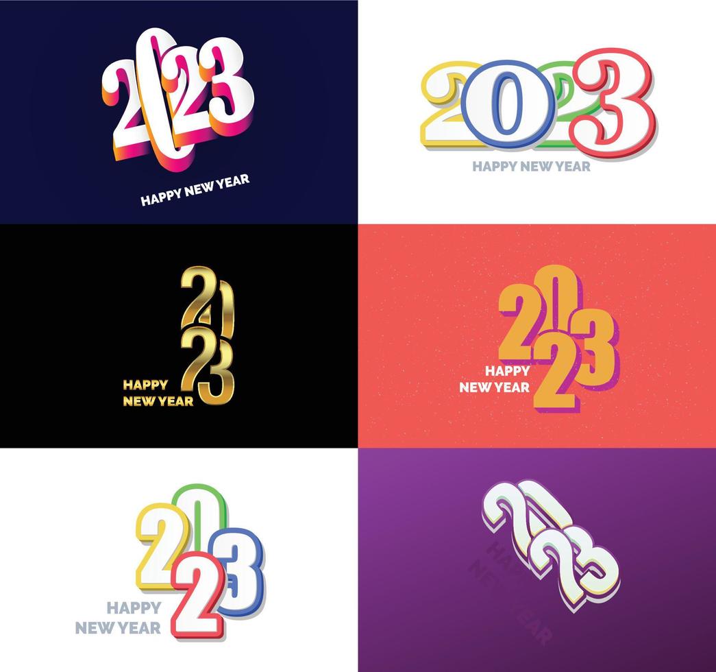 Big Set of 2023 Happy New Year logo text design 2023 number design template vector