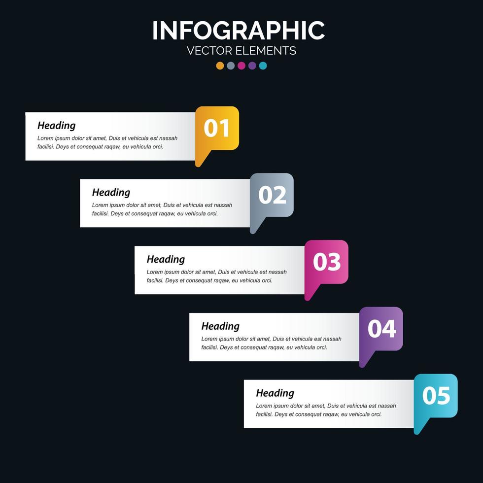 5 Steps Infographics design vector and marketing can be used for workflow layout