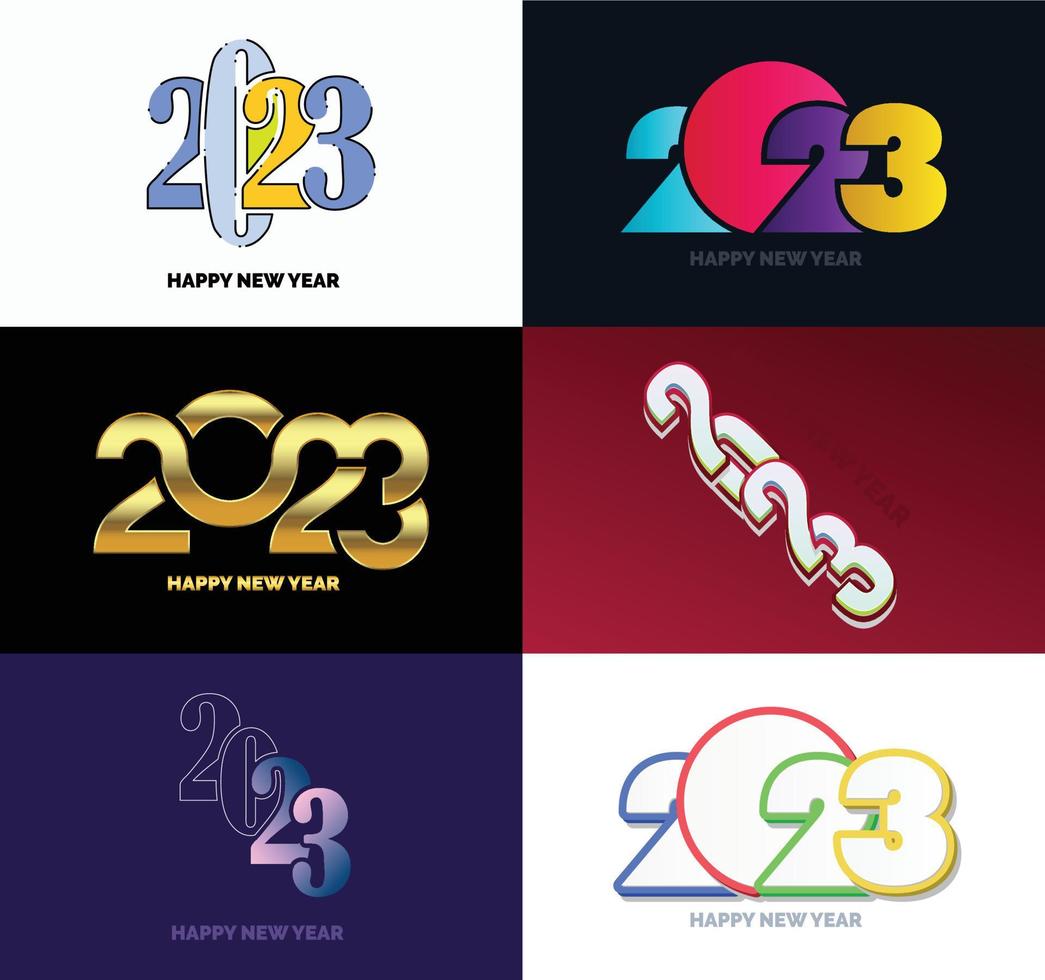 gran conjunto de 2023 feliz año nuevo diseño de texto de logotipo plantilla de diseño de número 2023 vector