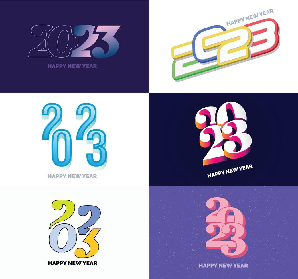 Big Set of 2023 Happy New Year logo text design 2023 number design template vector