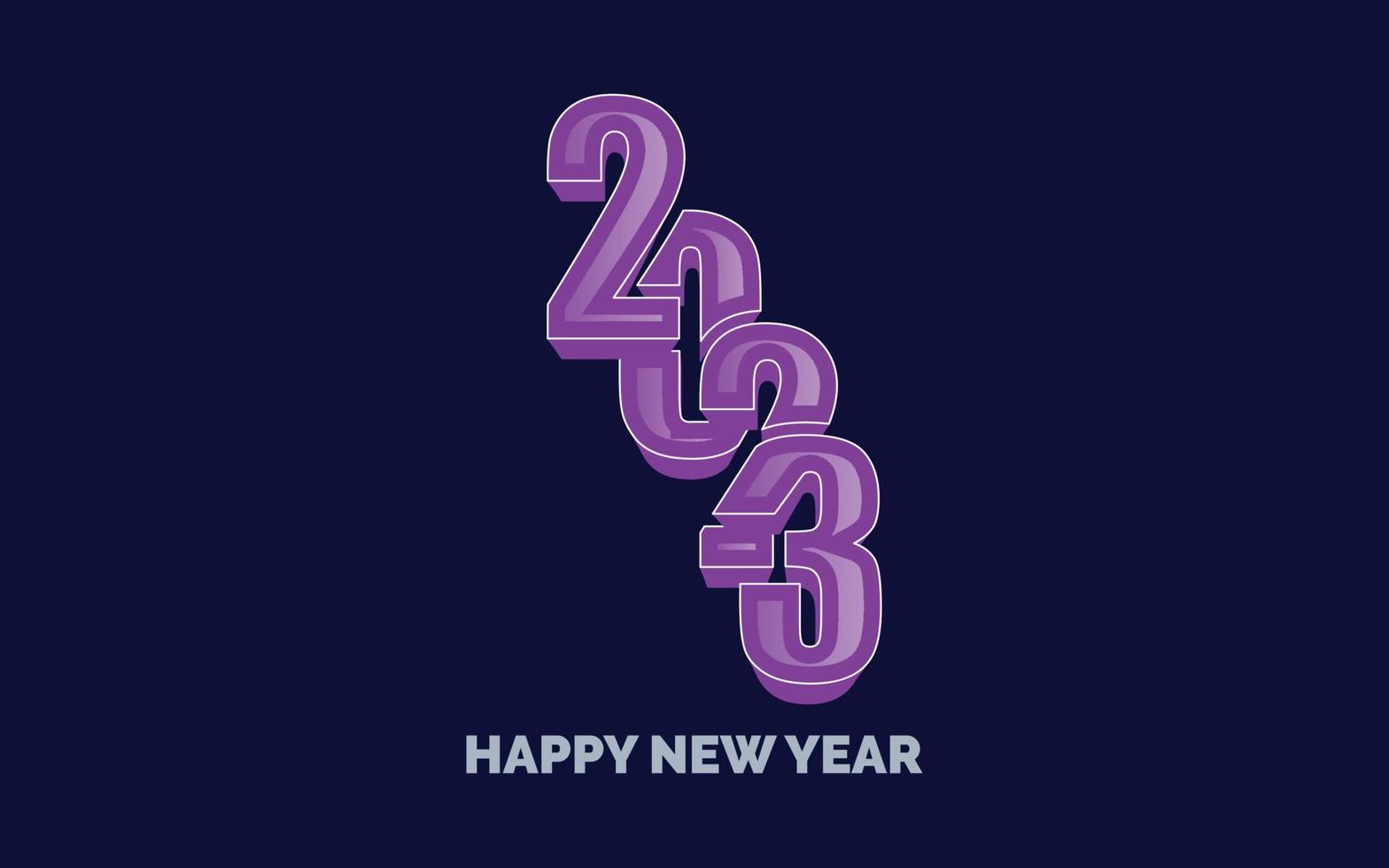 Happy new year 2023 Glossy Typography logo design vector