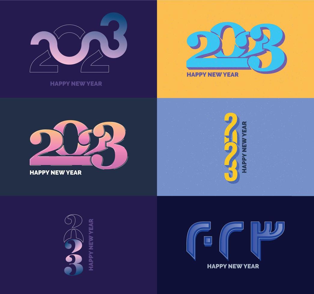 gran conjunto de 2023 feliz año nuevo diseño de texto de logotipo plantilla de diseño de número 2023 vector