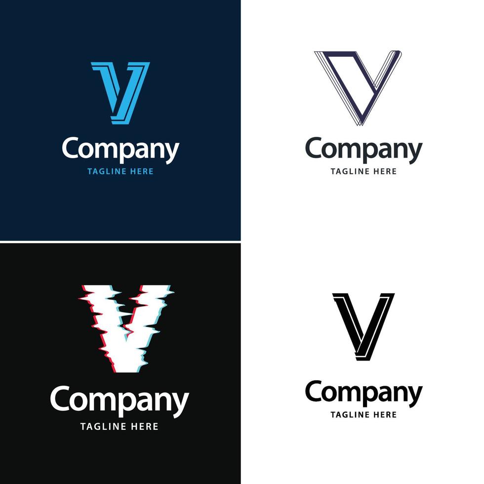 letra v diseño de paquete de logotipos grandes diseño de logotipos modernos y creativos para su negocio vector