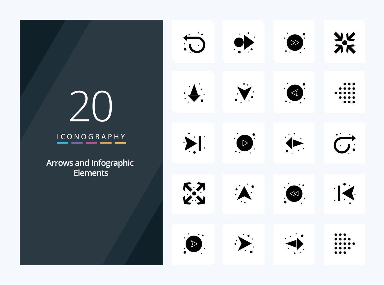 20 Arrow Solid Glyph icon for presentation vector