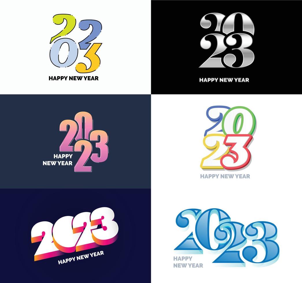 Big Set of 2023 Happy New Year logo text design 2023 number design template vector