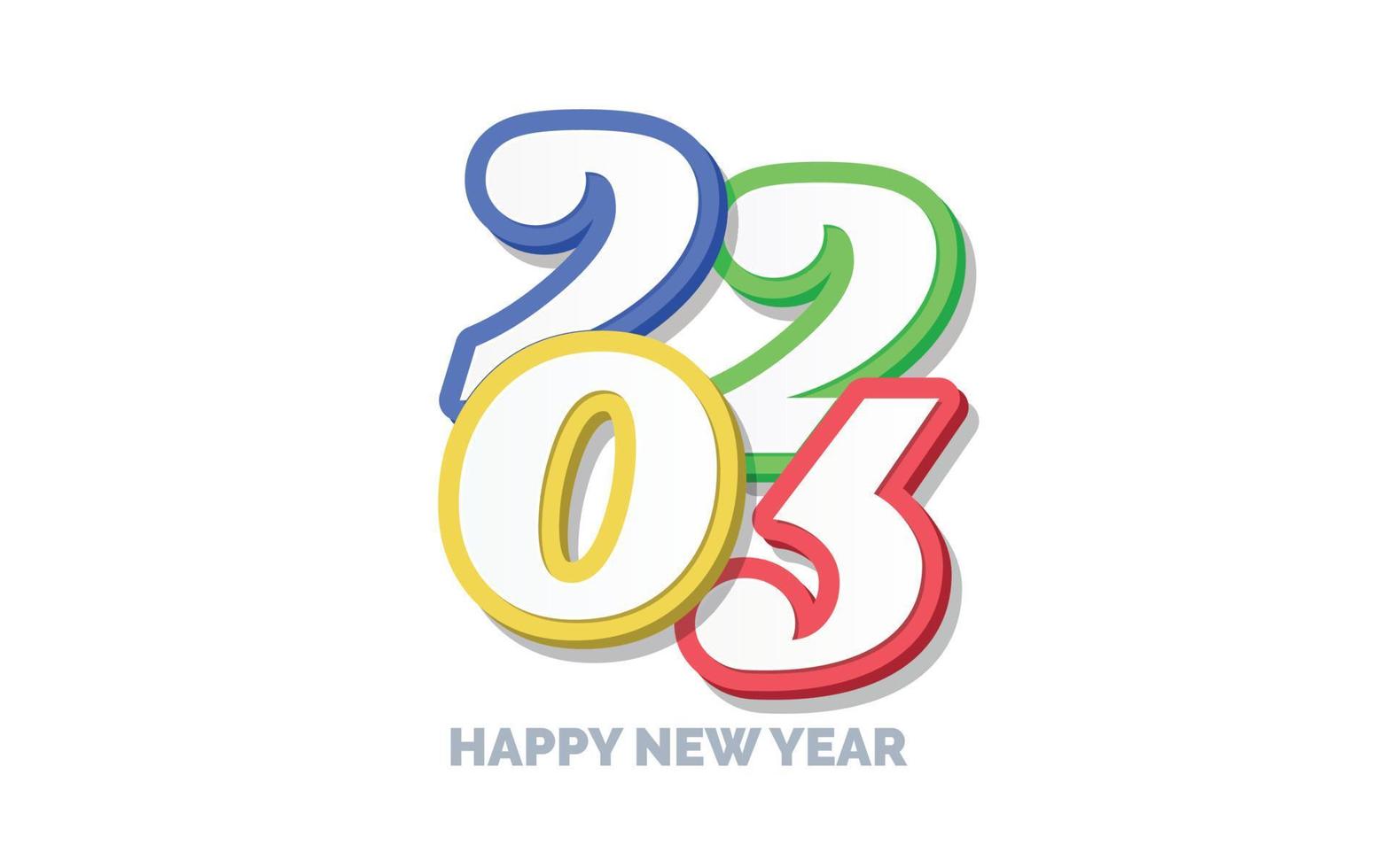 3D Happy new year 2023 logo design vector