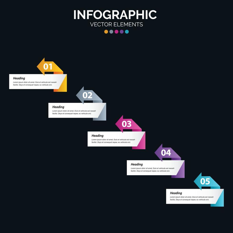 El vector de diseño de infografías de 5 pasos y el marketing se pueden utilizar para el diseño del flujo de trabajo