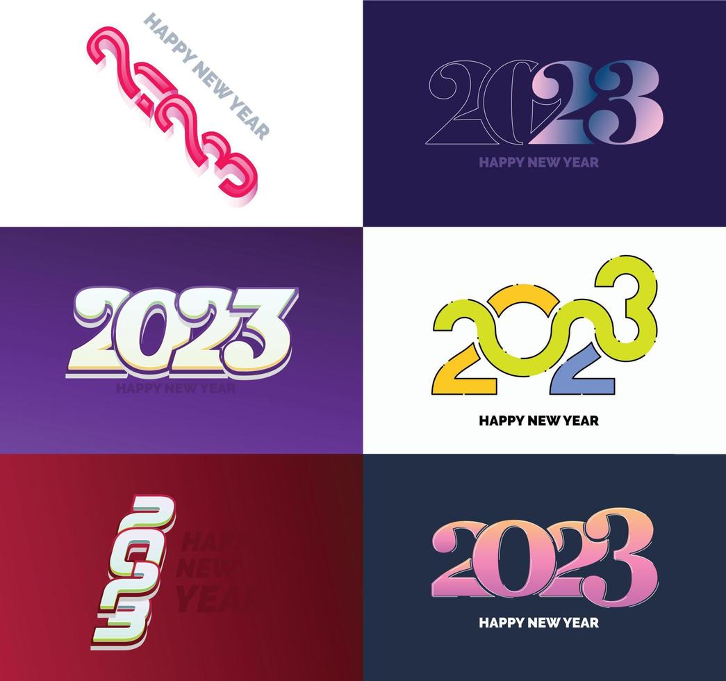 Big Set of 2023 Happy New Year logo text design 2023 number design template vector