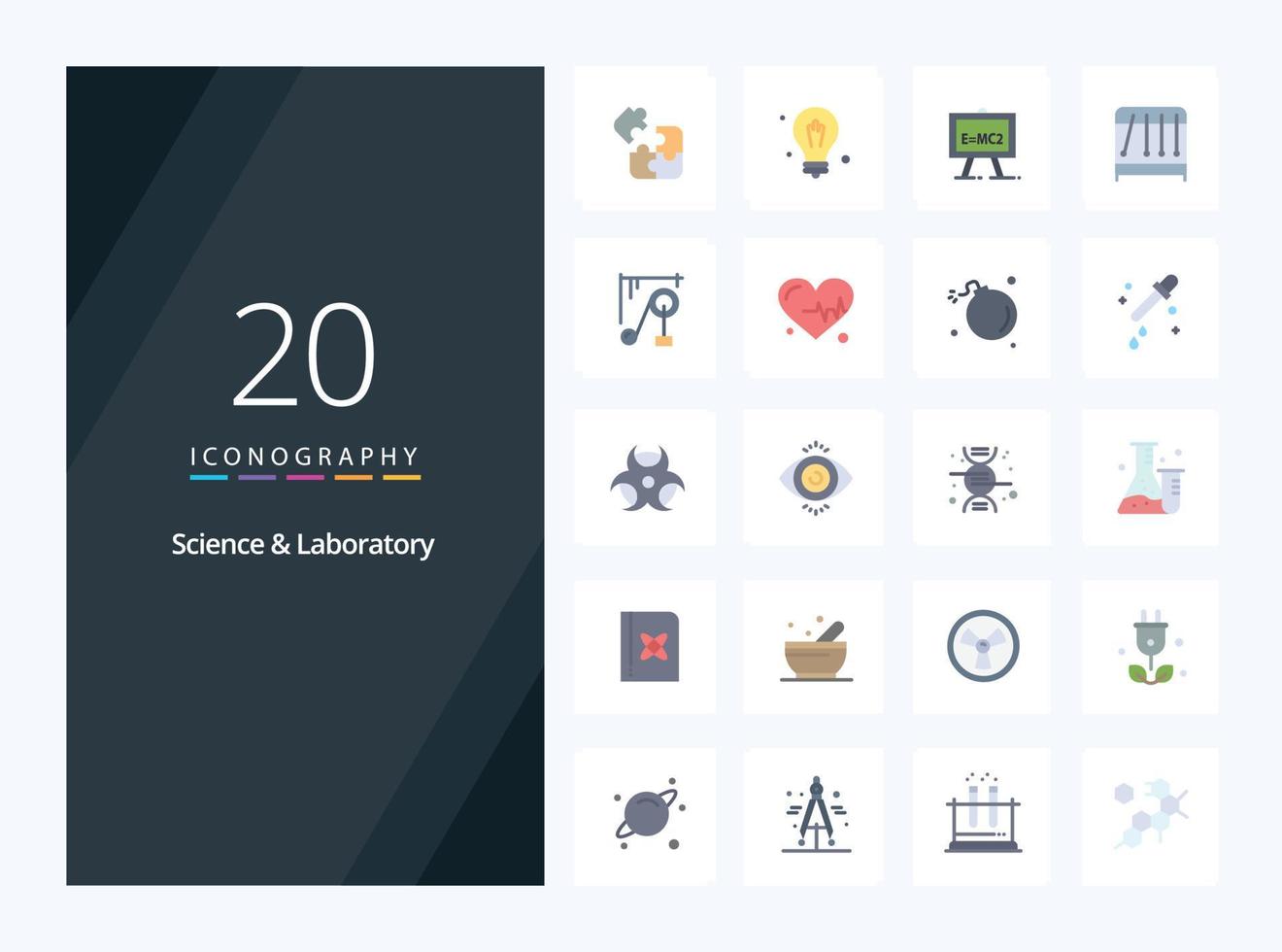 20 Science Flat Color icon for presentation vector