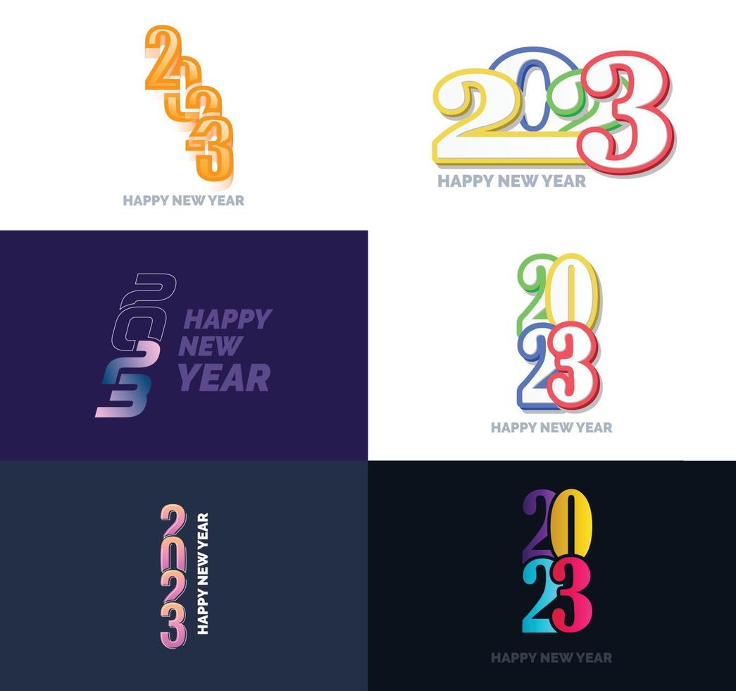 gran conjunto de 2023 feliz año nuevo diseño de texto de logotipo plantilla de diseño de número 2023 vector