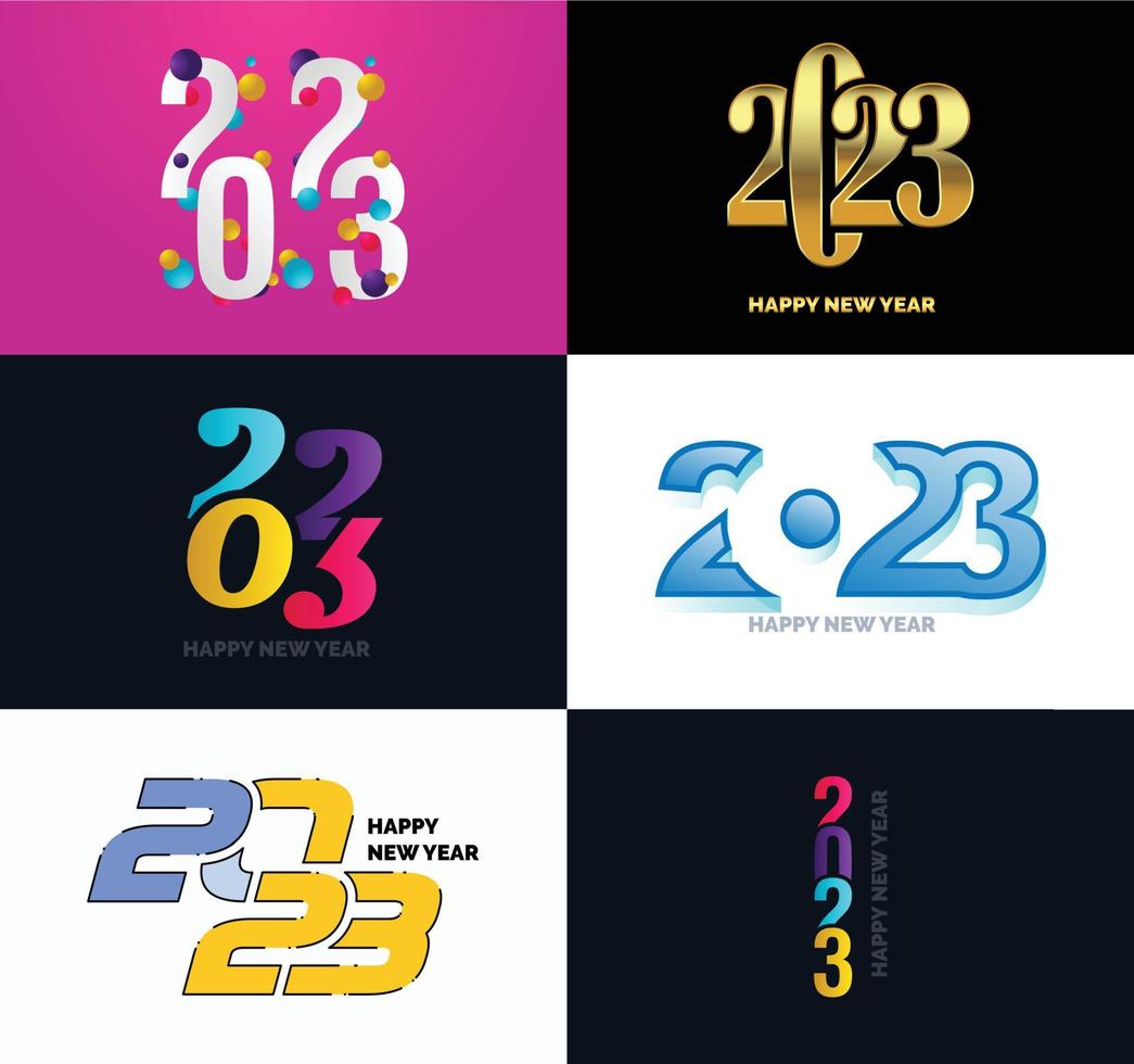 Big Set of 2023 Happy New Year logo text design 2023 number design template vector