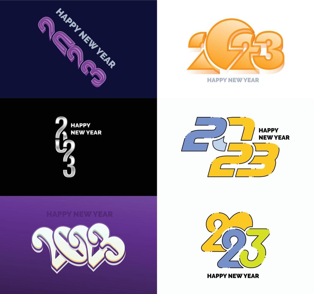 gran conjunto de 2023 feliz año nuevo diseño de texto de logotipo plantilla de diseño de número 2023 vector