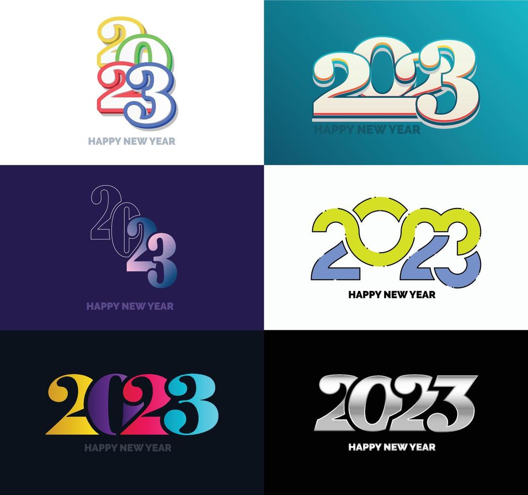 Big Set of 2023 Happy New Year logo text design 2023 number design template vector