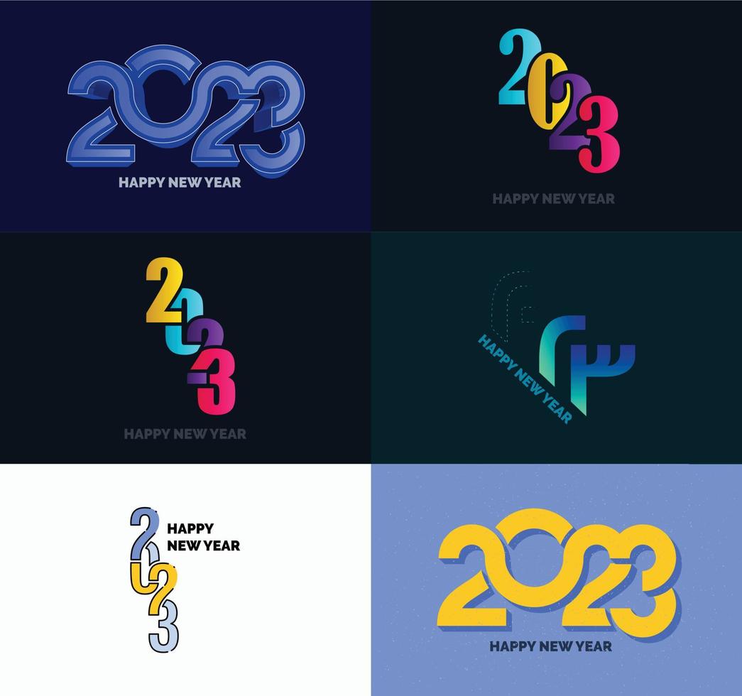 gran conjunto de 2023 feliz año nuevo diseño de texto de logotipo plantilla de diseño de número 2023 vector