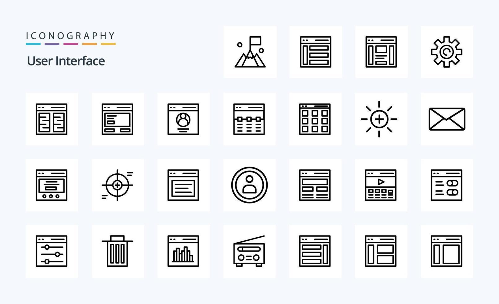 25 User Interface Line icon pack vector