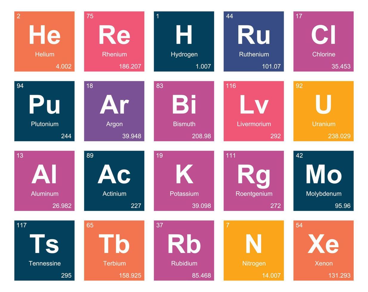 20 Preiodic table of the elements Icon Pack Design vector