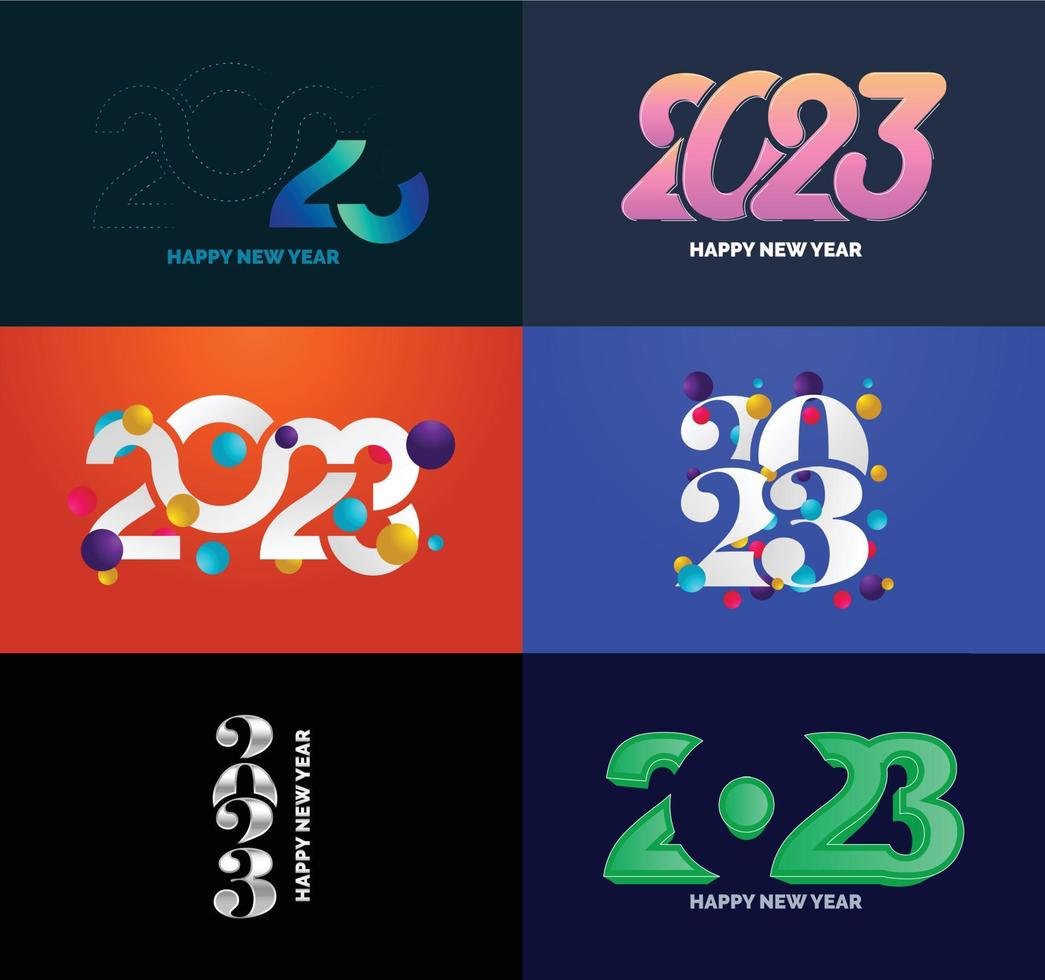 Big Set of 2023 Happy New Year logo text design 2023 number design template vector