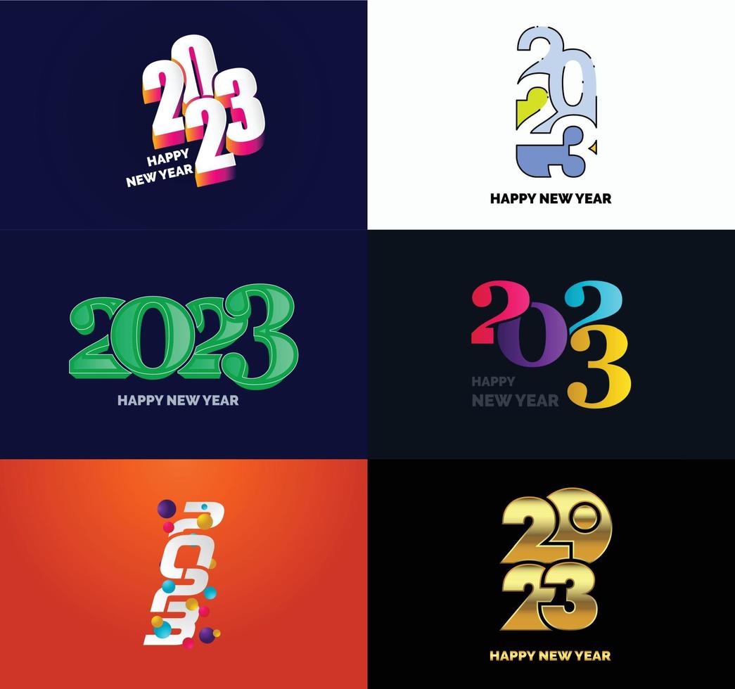 Big Set of 2023 Happy New Year logo text design 2023 number design template vector