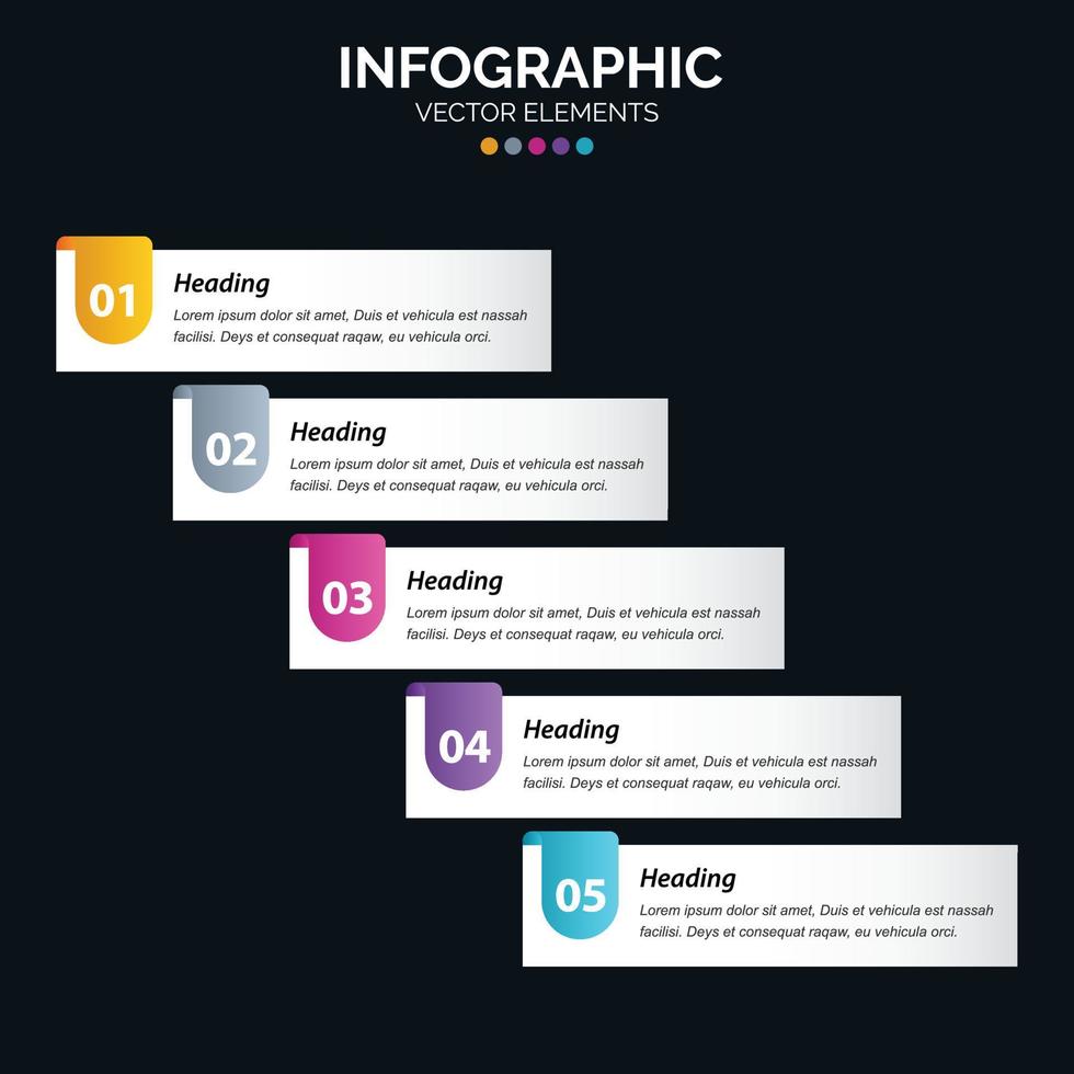 Diagrama de infografía de 5 opciones Informe anual Diseño web Concepto de negocio Pasos o procesos vector