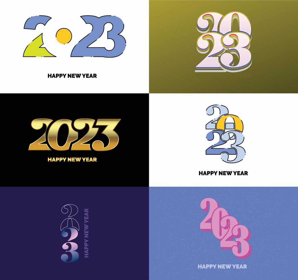 Big Set of 2023 Happy New Year logo text design 2023 number design template vector