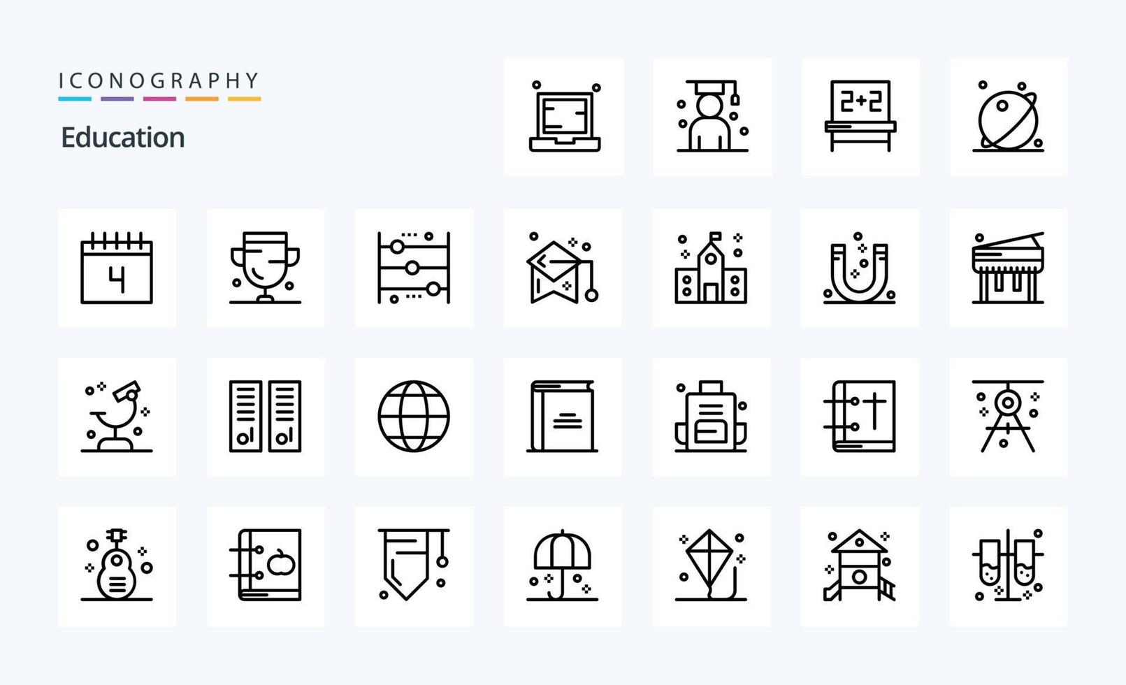 25 Education Line icon pack vector