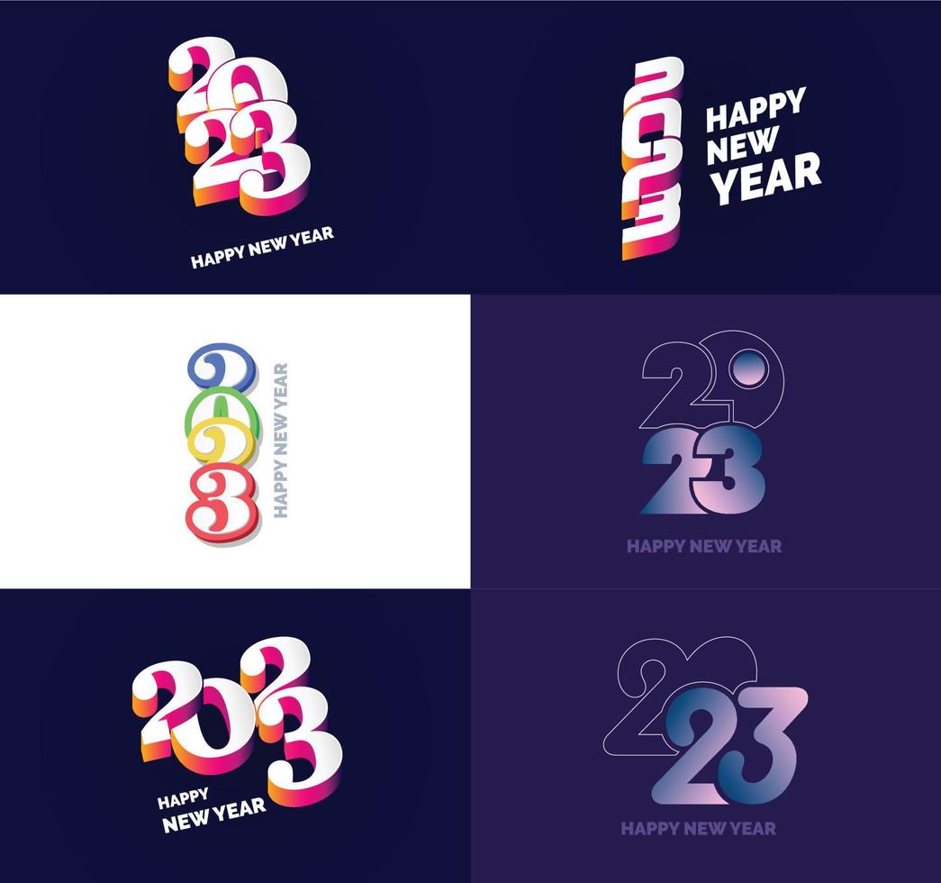 Big Collection of 2023 Happy New Year symbols Cover of business diary for 2023 with wishes vector