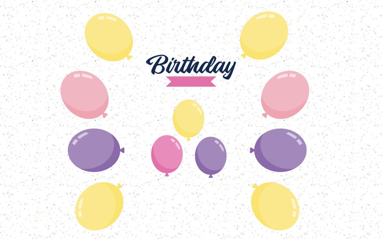 banner de texto de letras de feliz cumpleaños con fondo de globo vector