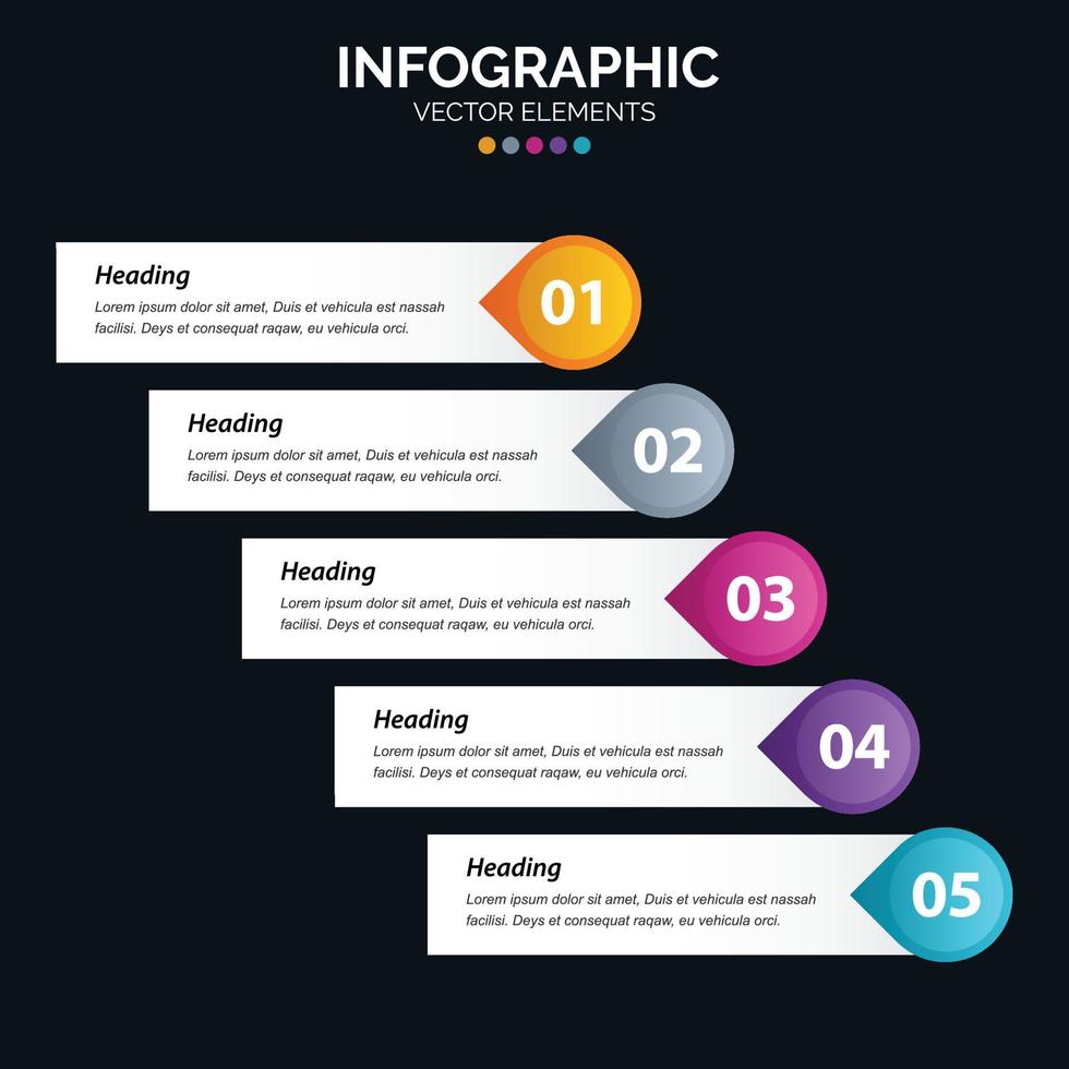 El vector de diseño de infografías de 5 pasos y el marketing se pueden utilizar para el diseño del flujo de trabajo