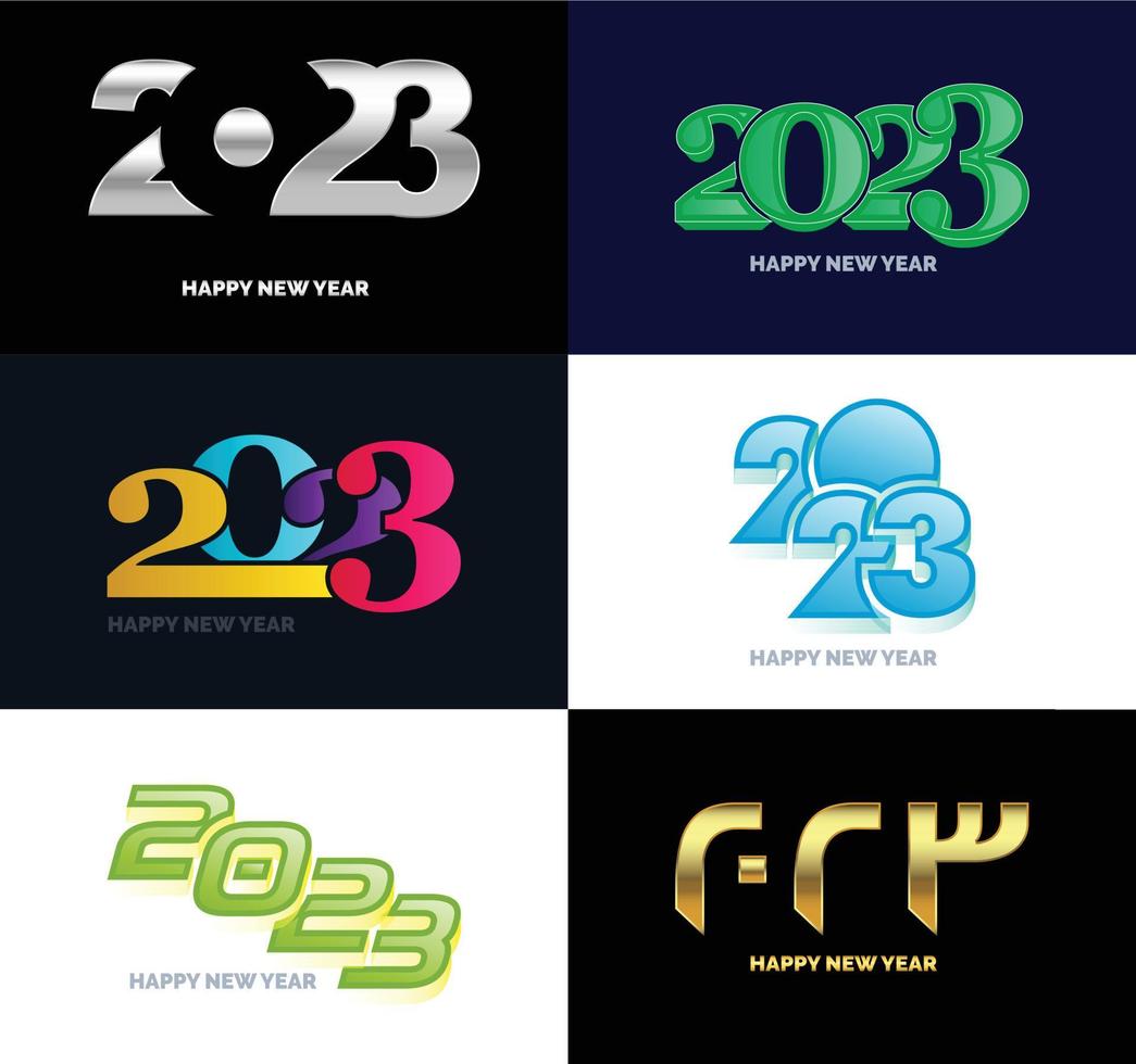Big Set of 2023 Happy New Year logo text design 2023 number design template vector