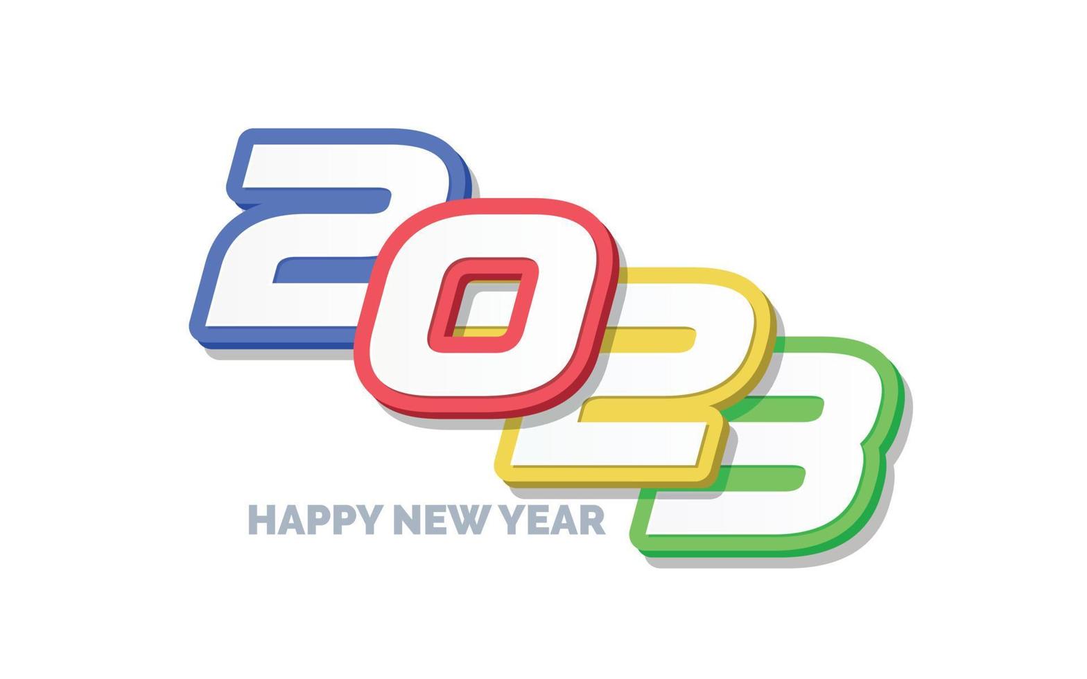 Diseño de logotipo 3d feliz año nuevo 2023 vector