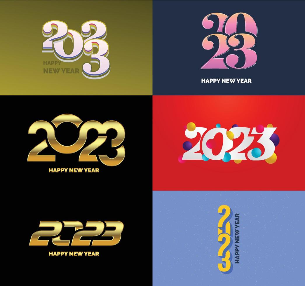 Big Set of 2023 Happy New Year logo text design 2023 number design template vector