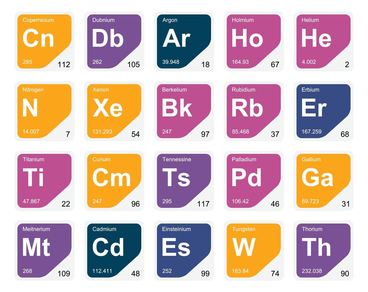 20 Preiodic table of the elements Icon Pack Design vector