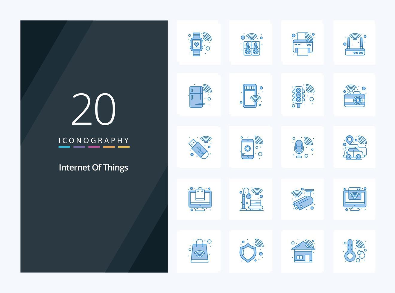 20 Internet Of Things Blue Color icon for presentation vector